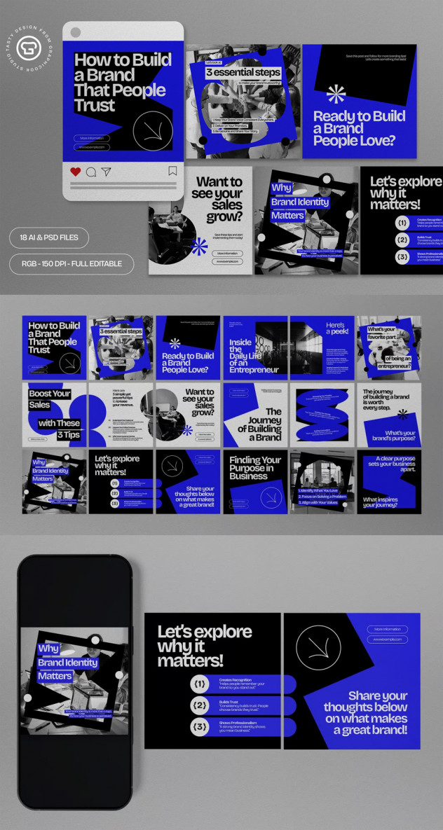 Preview of Blue Abstract Shape Business Instagram Carousel Template