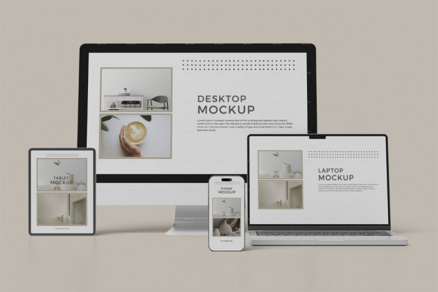 Multi devices responsive website mockup