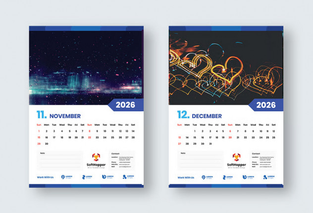 Corporate Wall Calendar 2026 Template preview #3