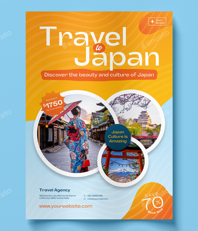 Travel Flyer Template AI, Vector EPS