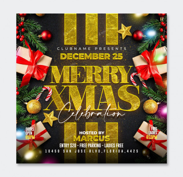 Christmas Party Flyer Template PSD