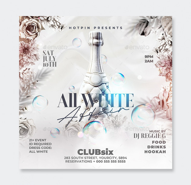 All White Party Flyer Template PSD