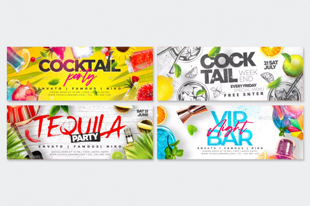 Cocktail Party Facebook Cover Templates PSD