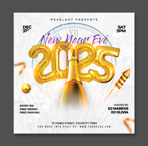 New Year Flyer Template PSD