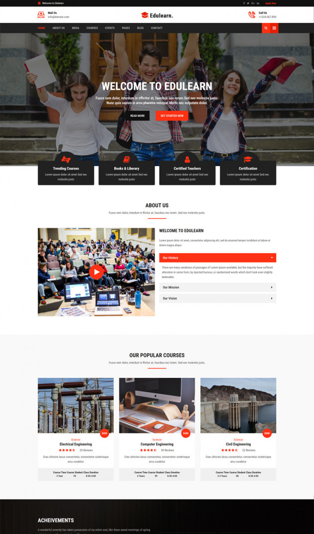 Preview of Edulearn - Education HTML Website Template