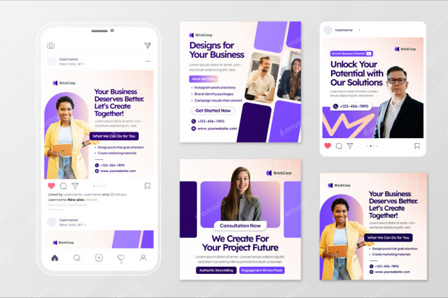 Business Creative Instagram Post Templates AI, EPS preview #2