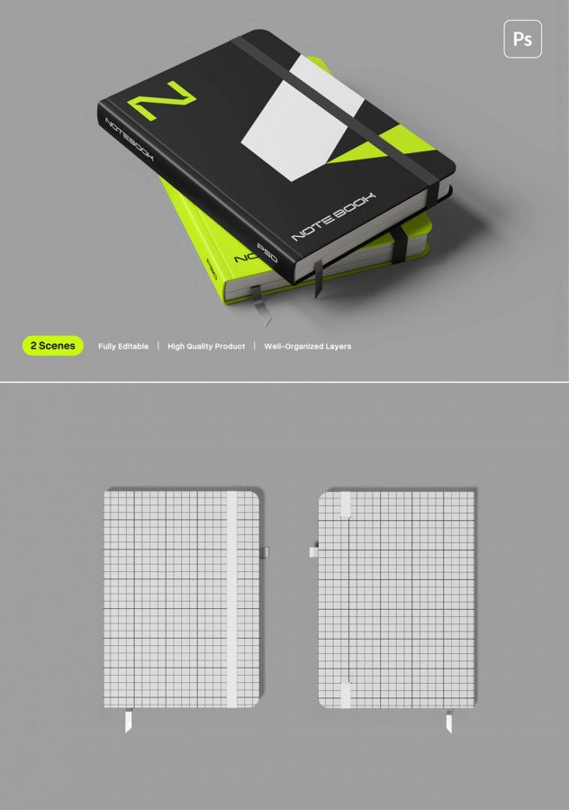 Preview of Premium Notebook Mockup: Stationery & Branding Showcase