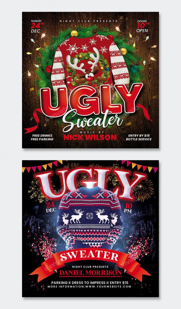 Ugly Sweater Party Flyer Templates PSD