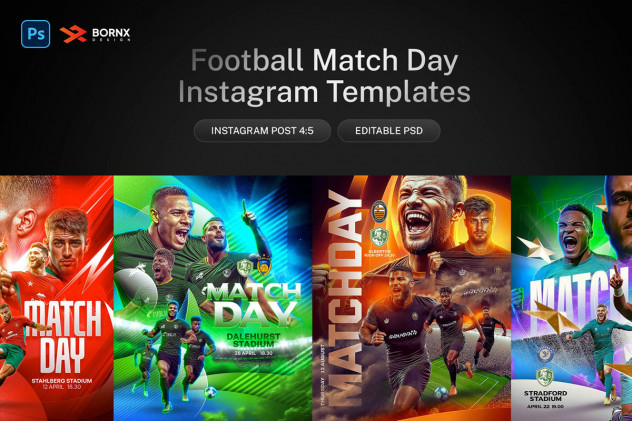 Preview of Football Match Day Instagram Post Templates