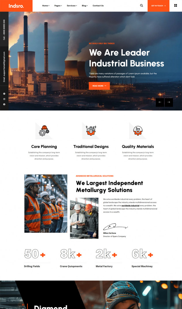 Preview of Indsro - Factory & Industry WordPress Theme