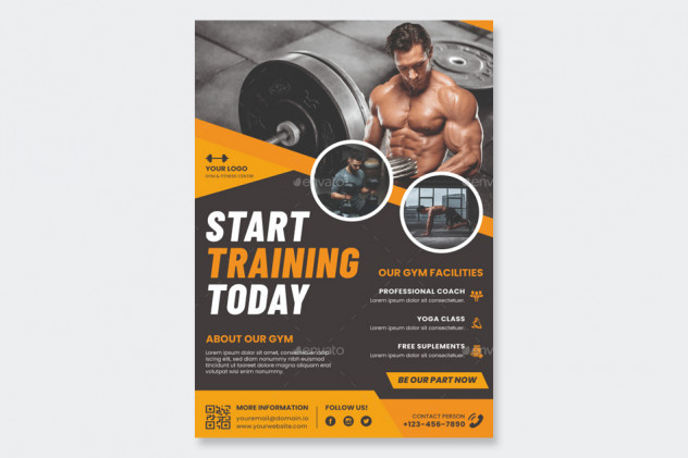 Gym & Fitness Flyer Template PSD, AI, EPS - product preview 0