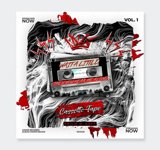 Cassette Tape Album Cover Art Template PSD - product preview 0